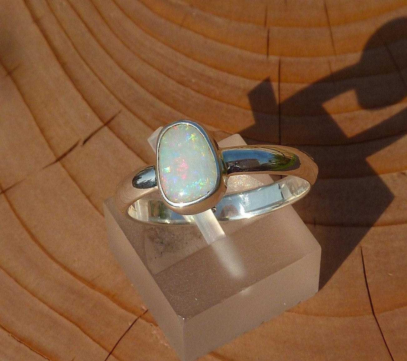 Silver Opal ring size P