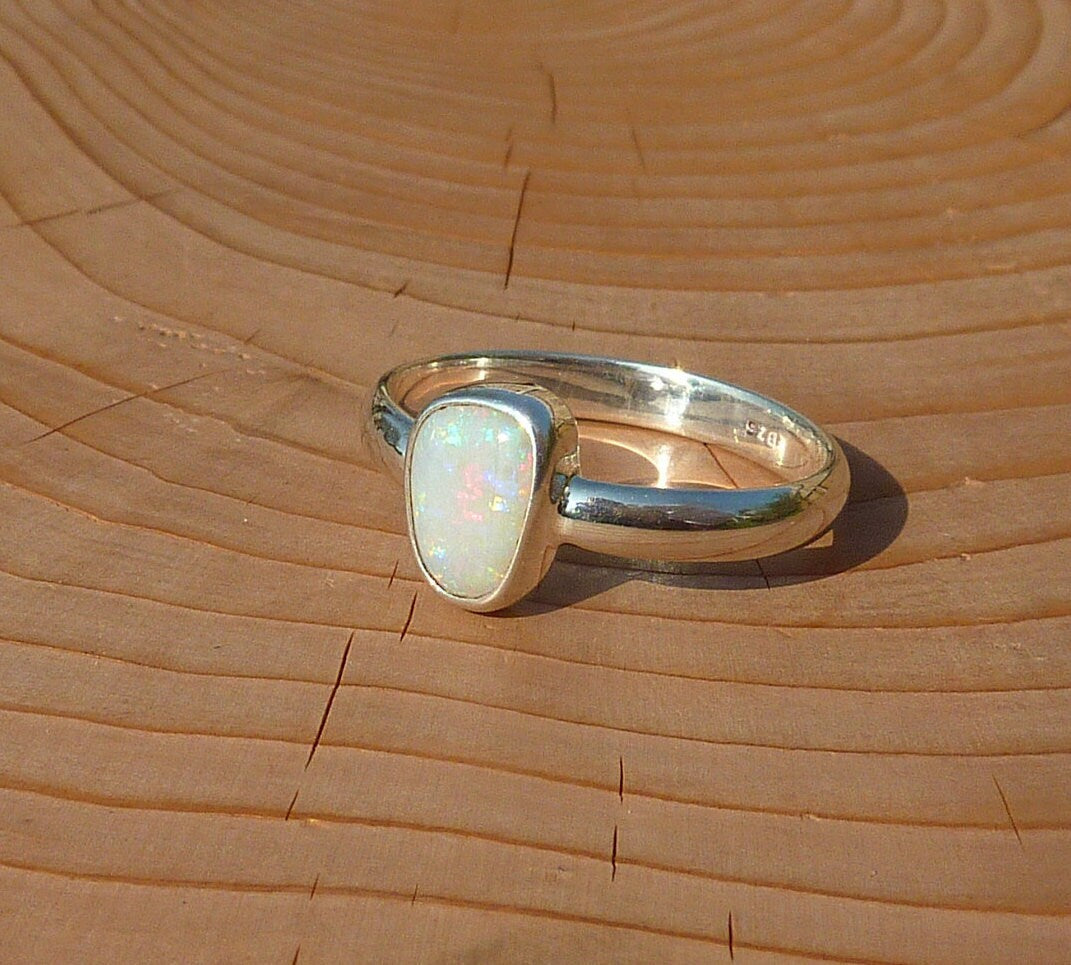 Silver Opal ring size P