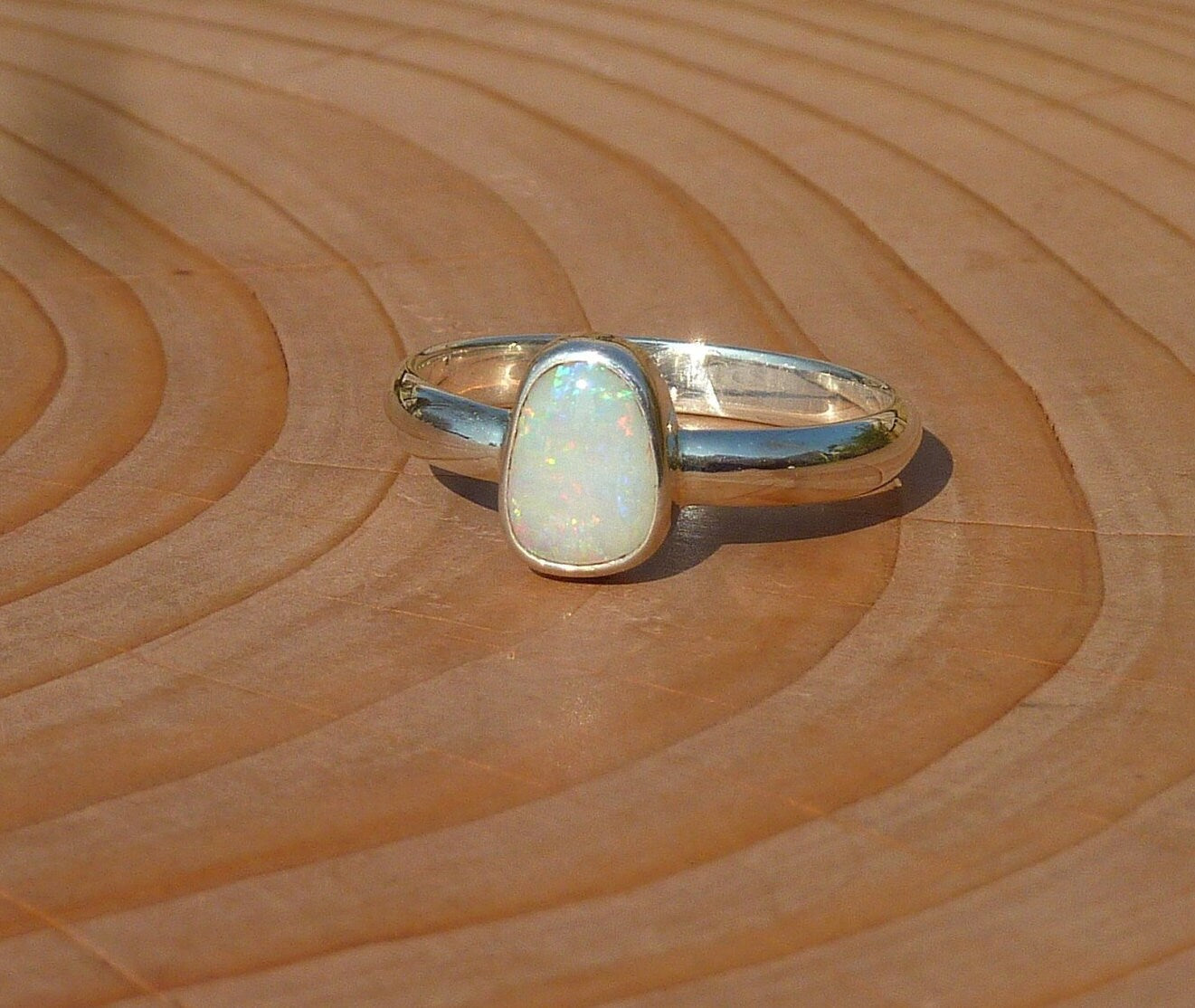 Silver Opal ring size P