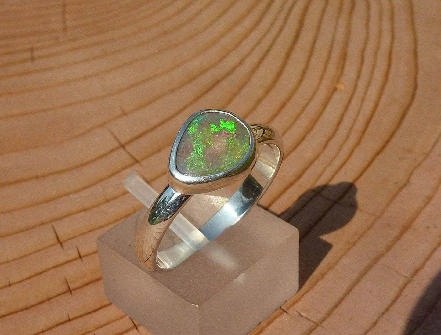 Silver Opal ring size P-1/2