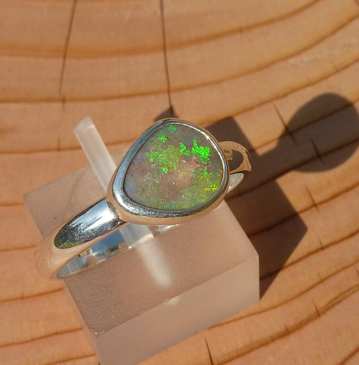 Silver Opal ring size P-1/2