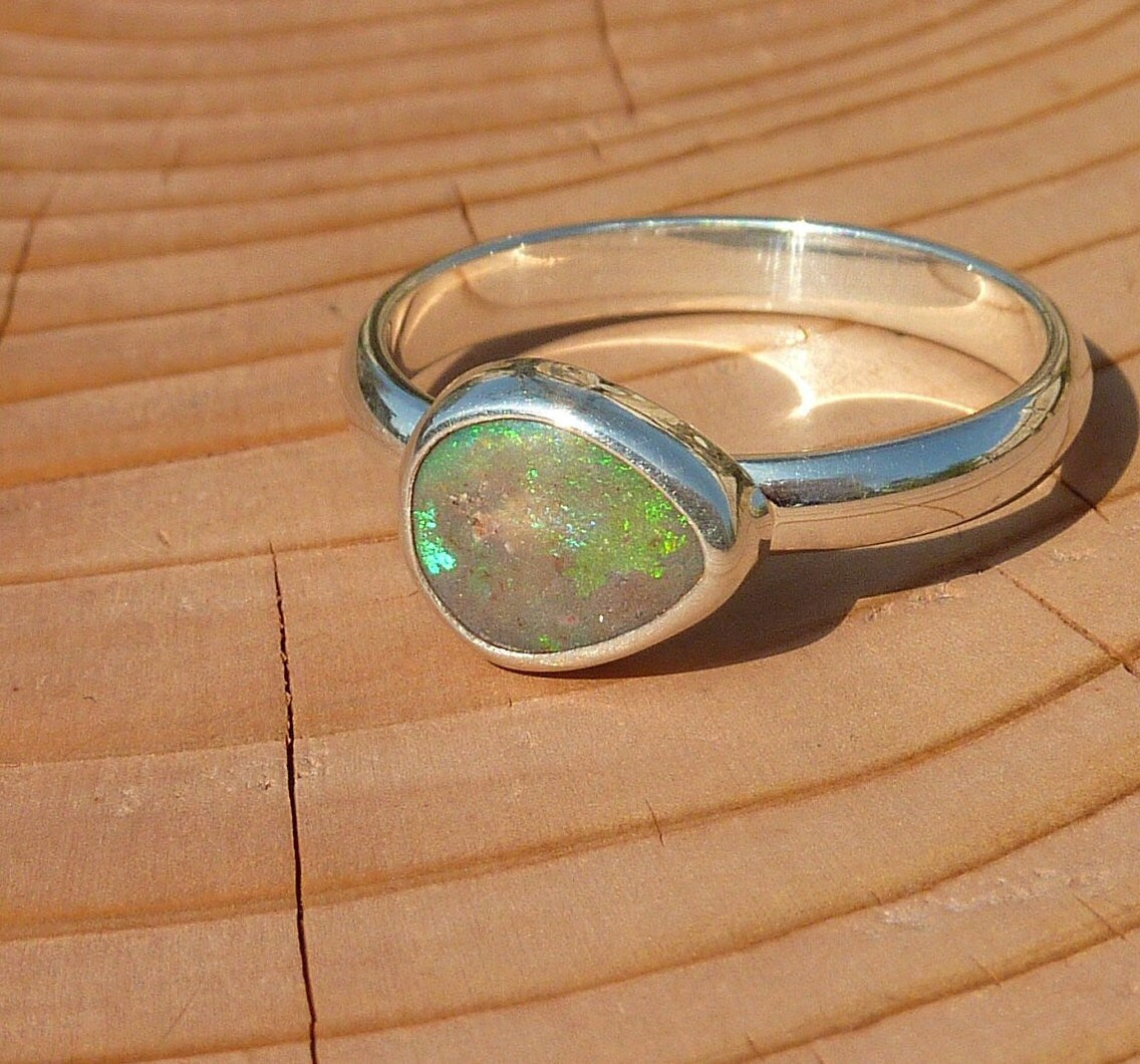 Silver Opal ring size P-1/2