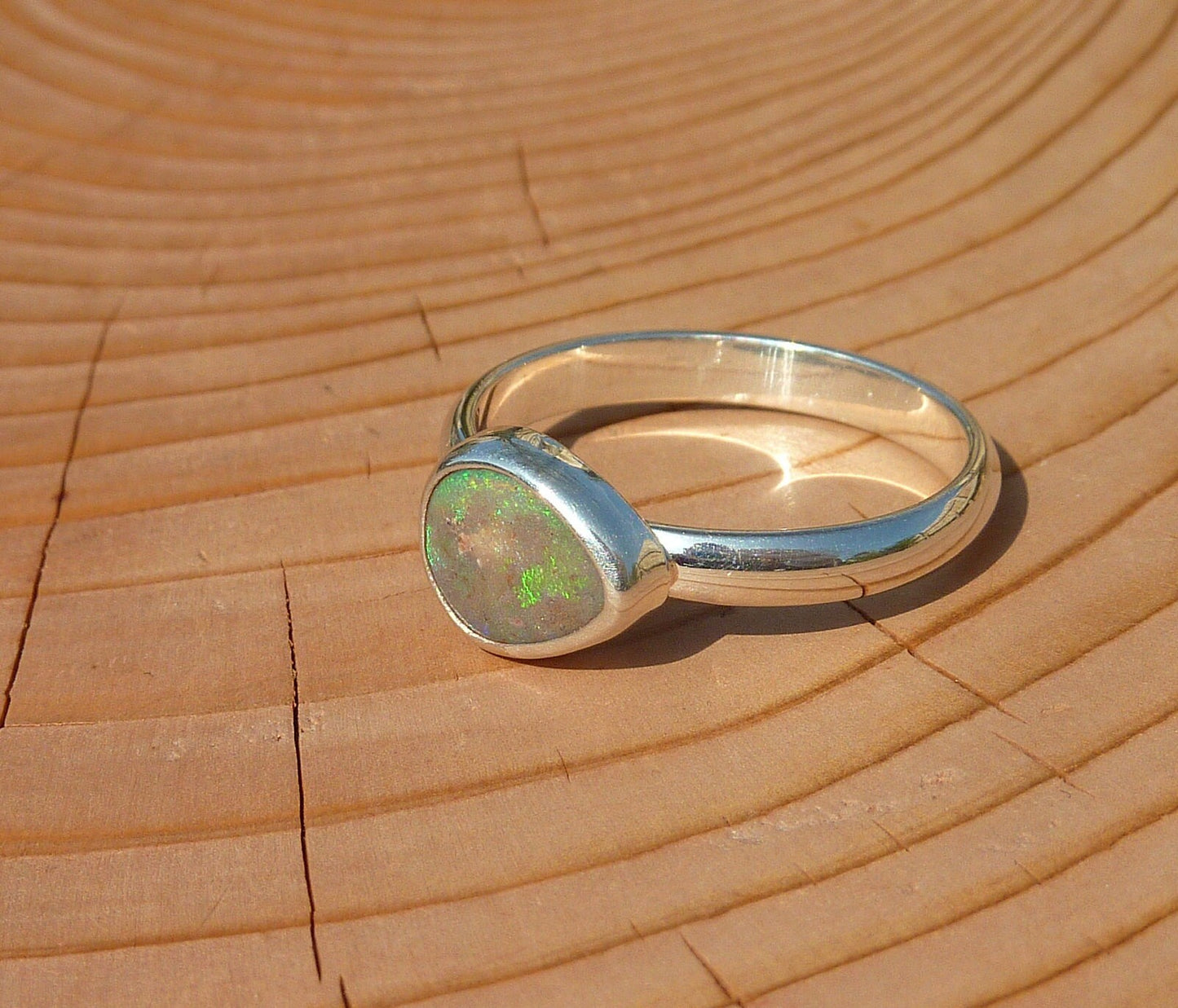 Silver Opal ring size P-1/2