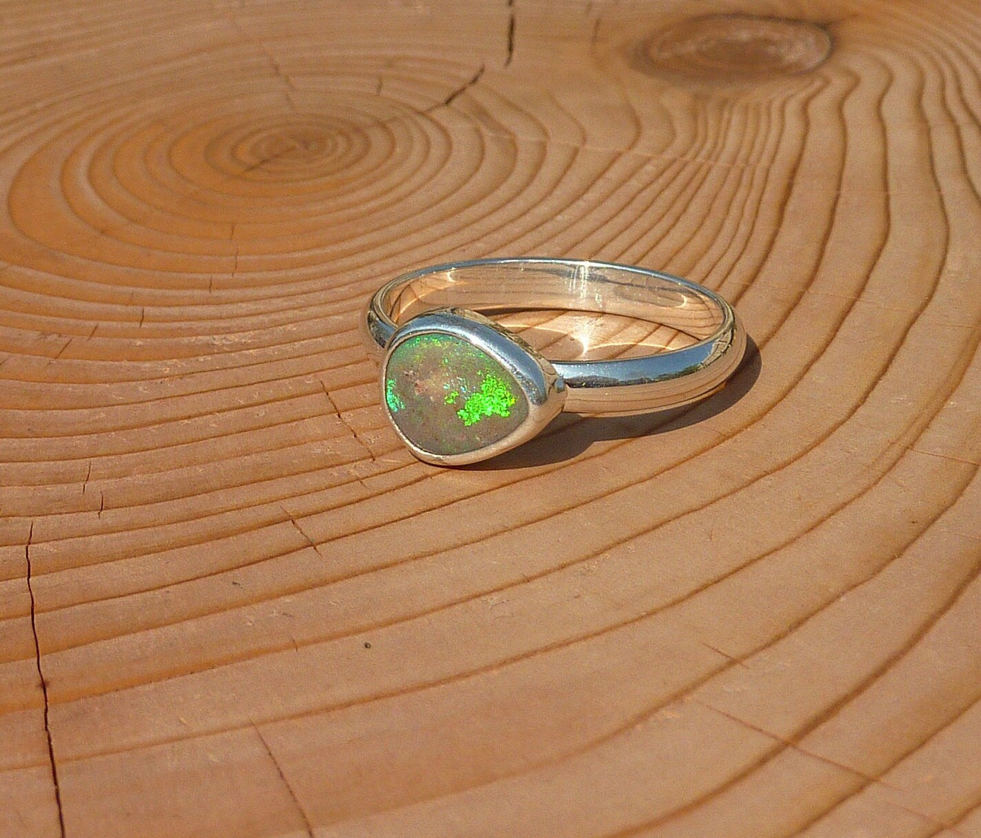 Silver Opal ring size P-1/2