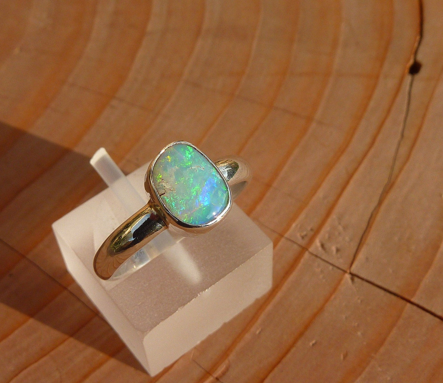 Solid opal ring size J-1/2