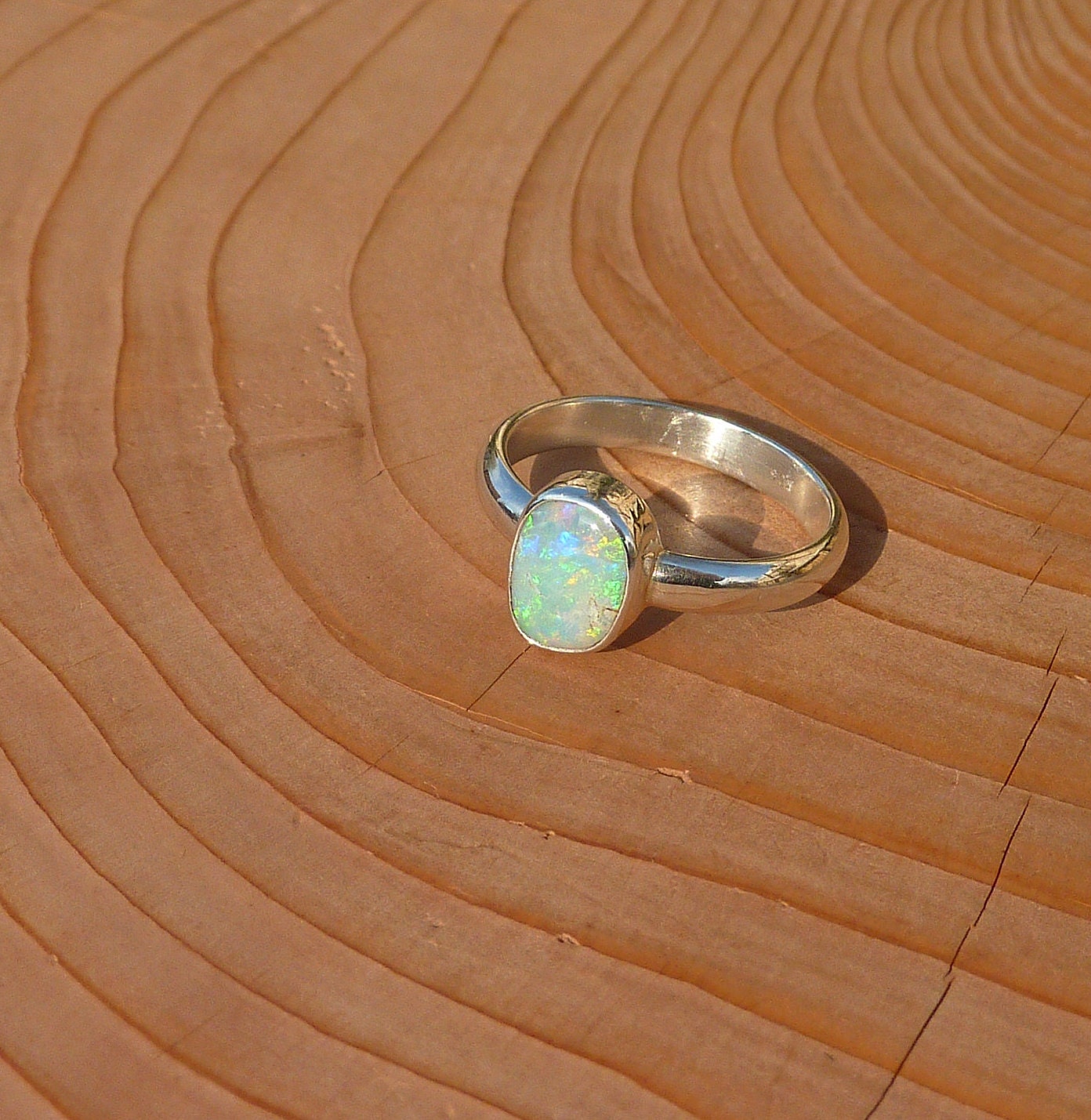 Solid opal ring size J-1/2