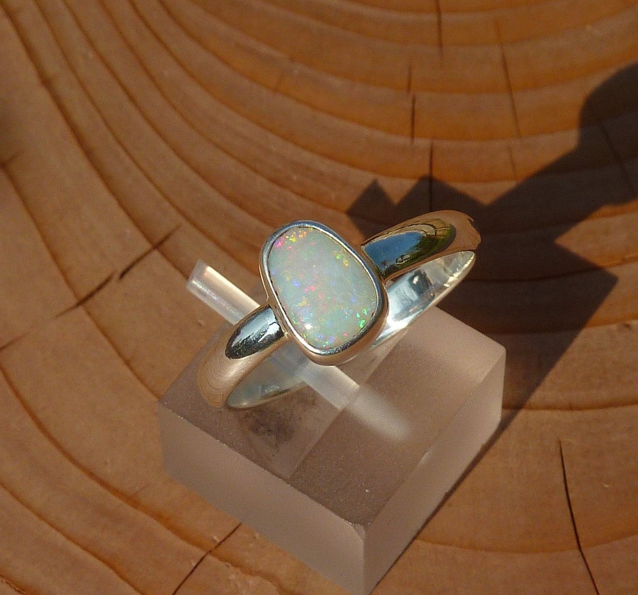 Silver Opal ring size P