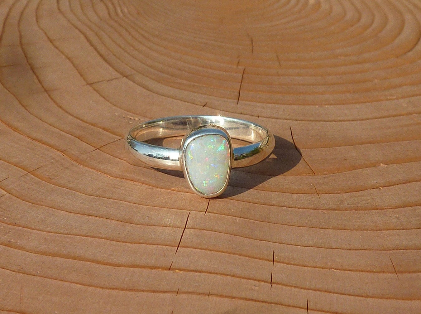 Silver Opal ring size P