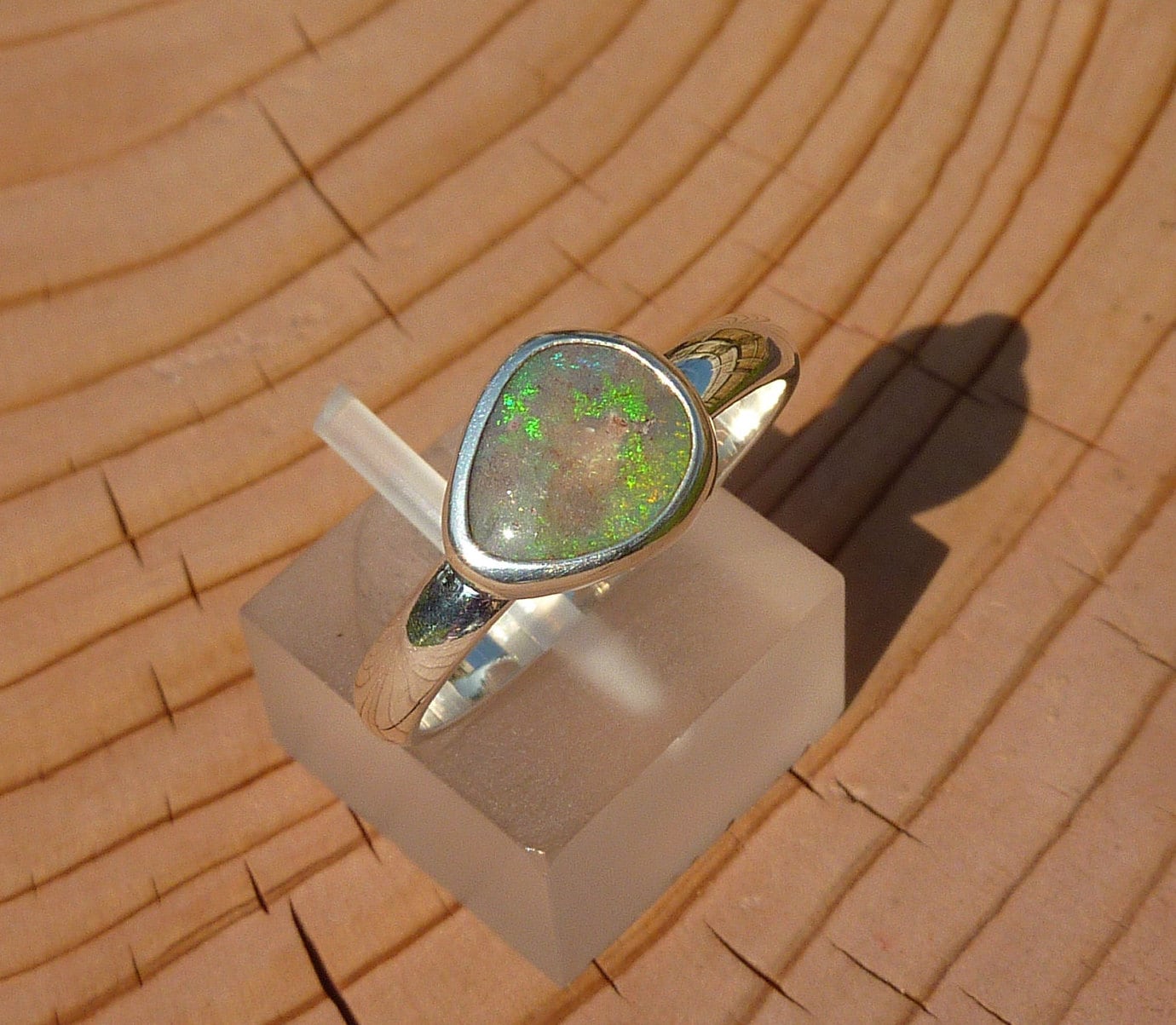 Silver Opal ring size P-1/2