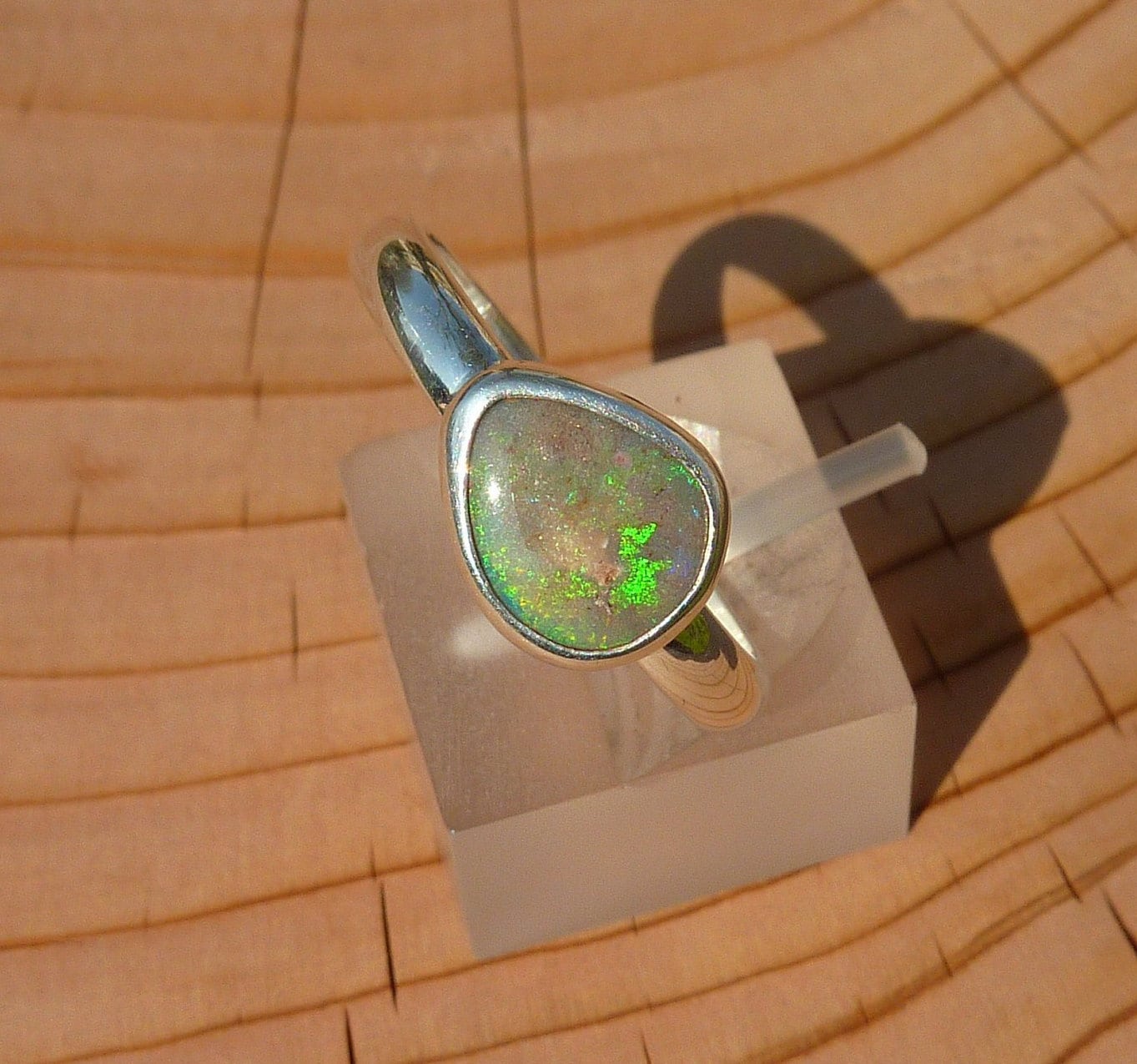 Silver Opal ring size P-1/2