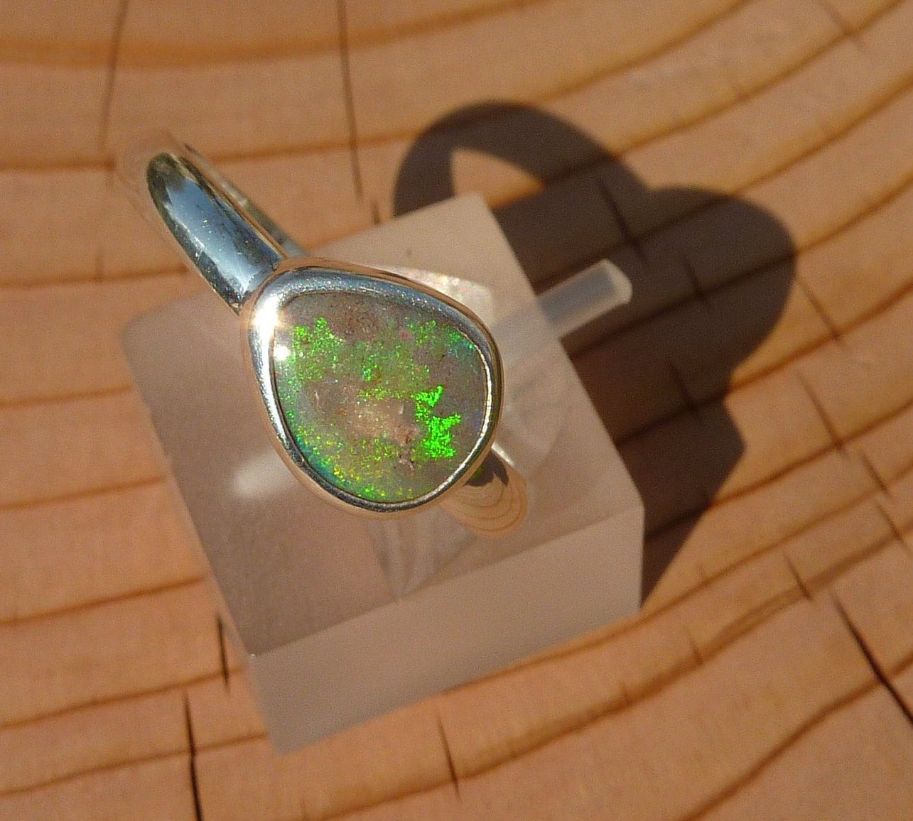 Silver Opal ring size P-1/2