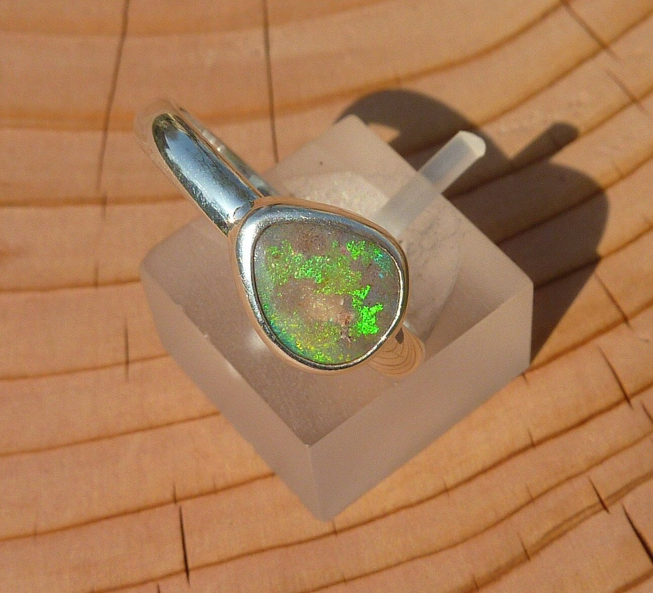 Silver Opal ring size P-1/2