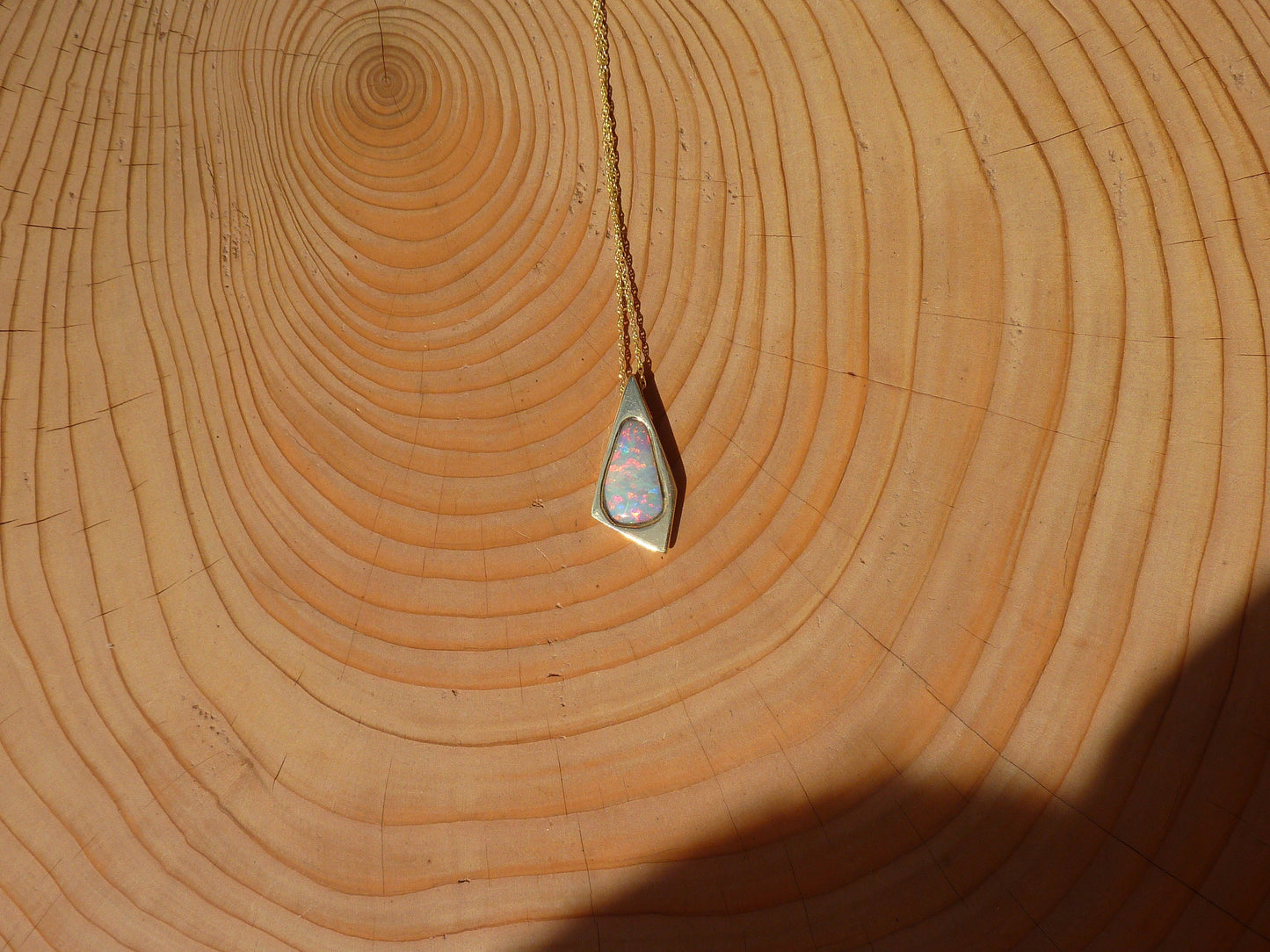 9k gold solid gem Opal Valley opal pendant