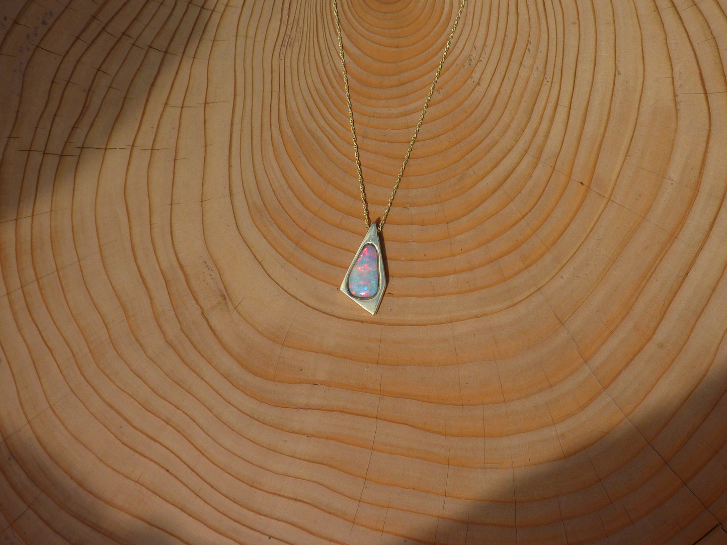 9k gold solid gem Opal Valley opal pendant