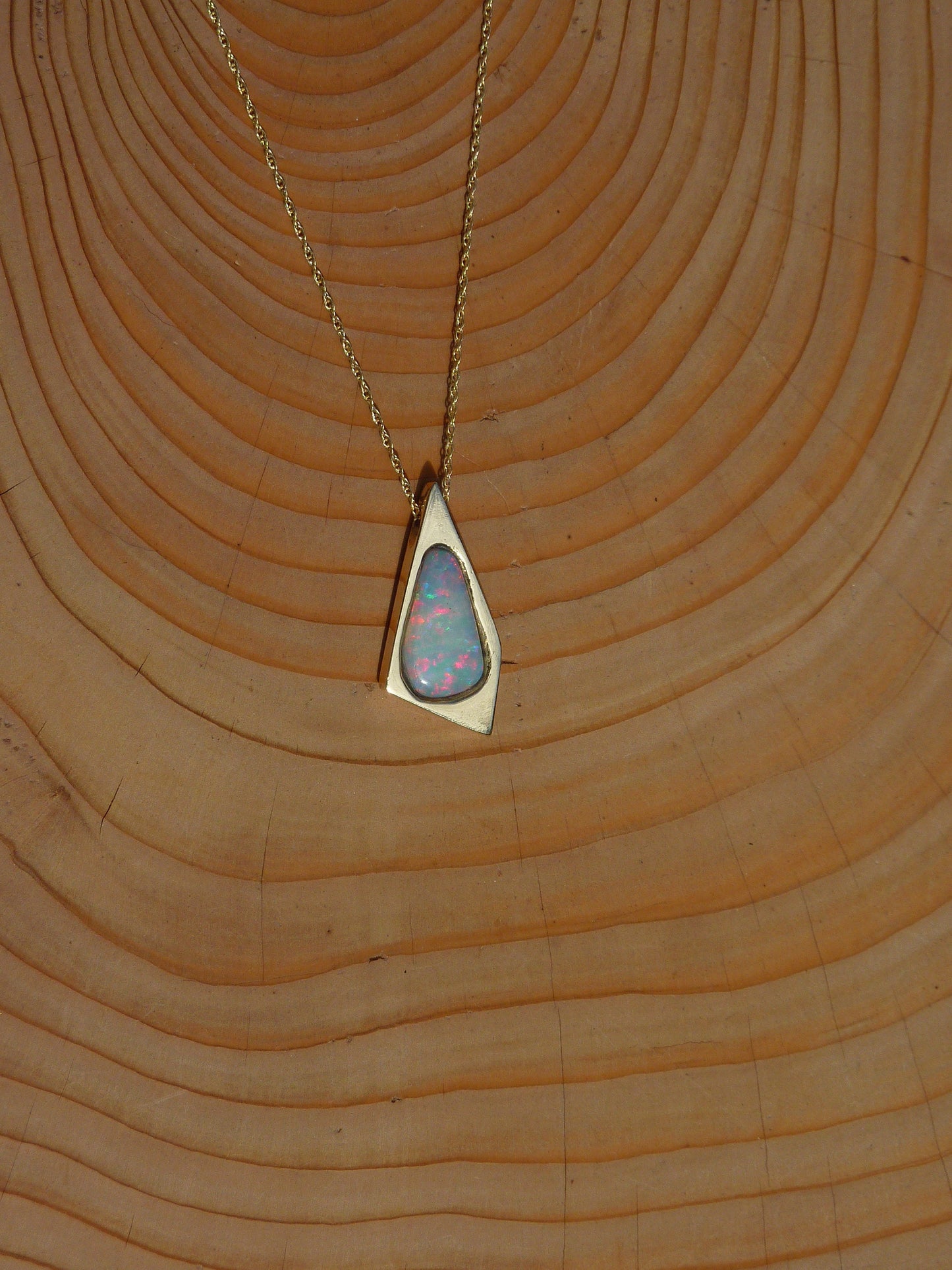 9k gold solid gem Opal Valley opal pendant