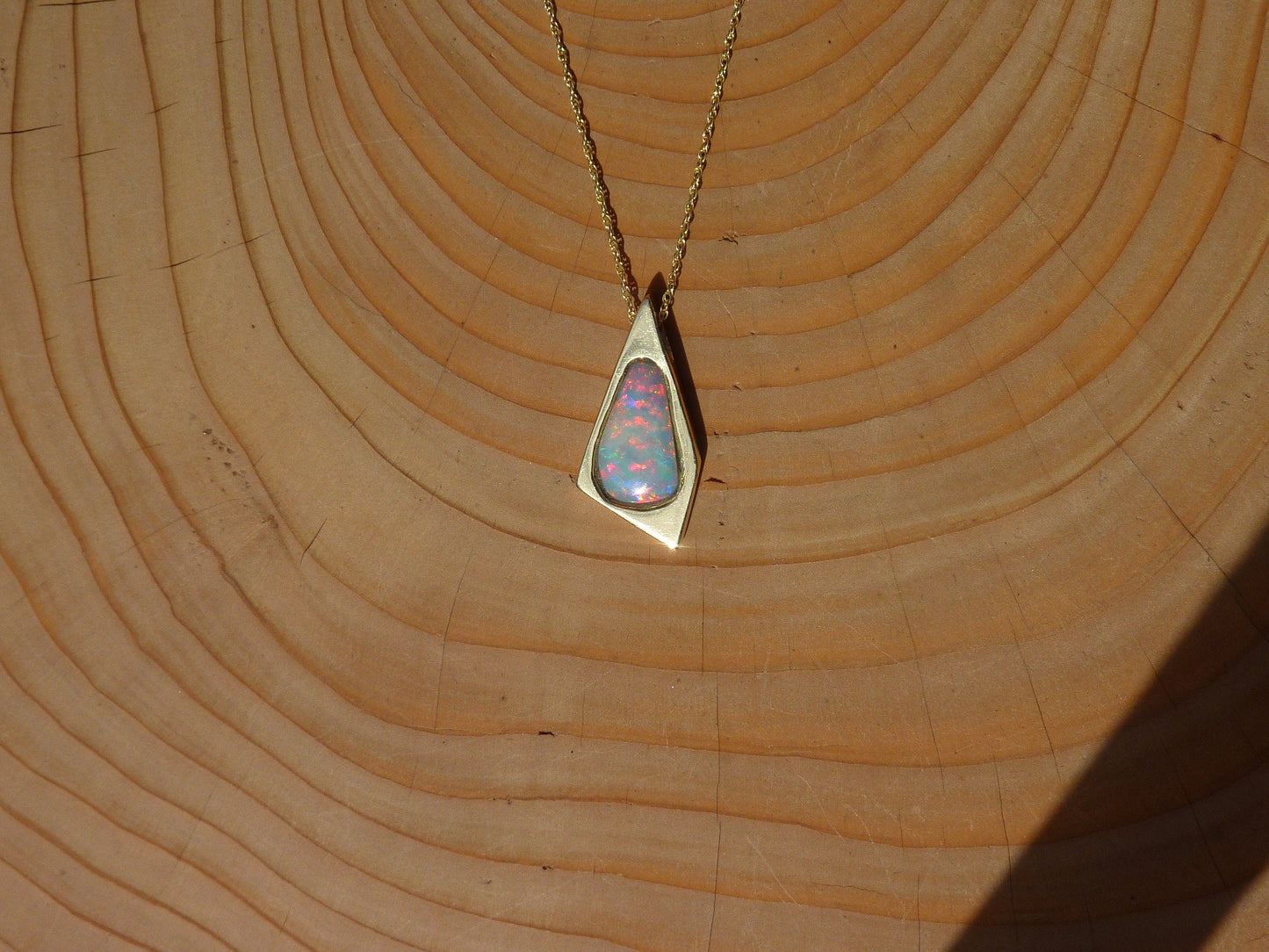 9k gold solid gem Opal Valley opal pendant