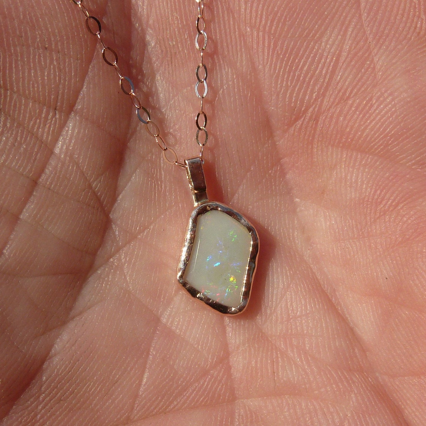 9k rose gold unique double sided opal pendant