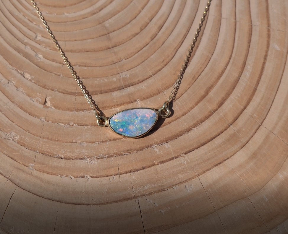 18k gold opal doublet pendant