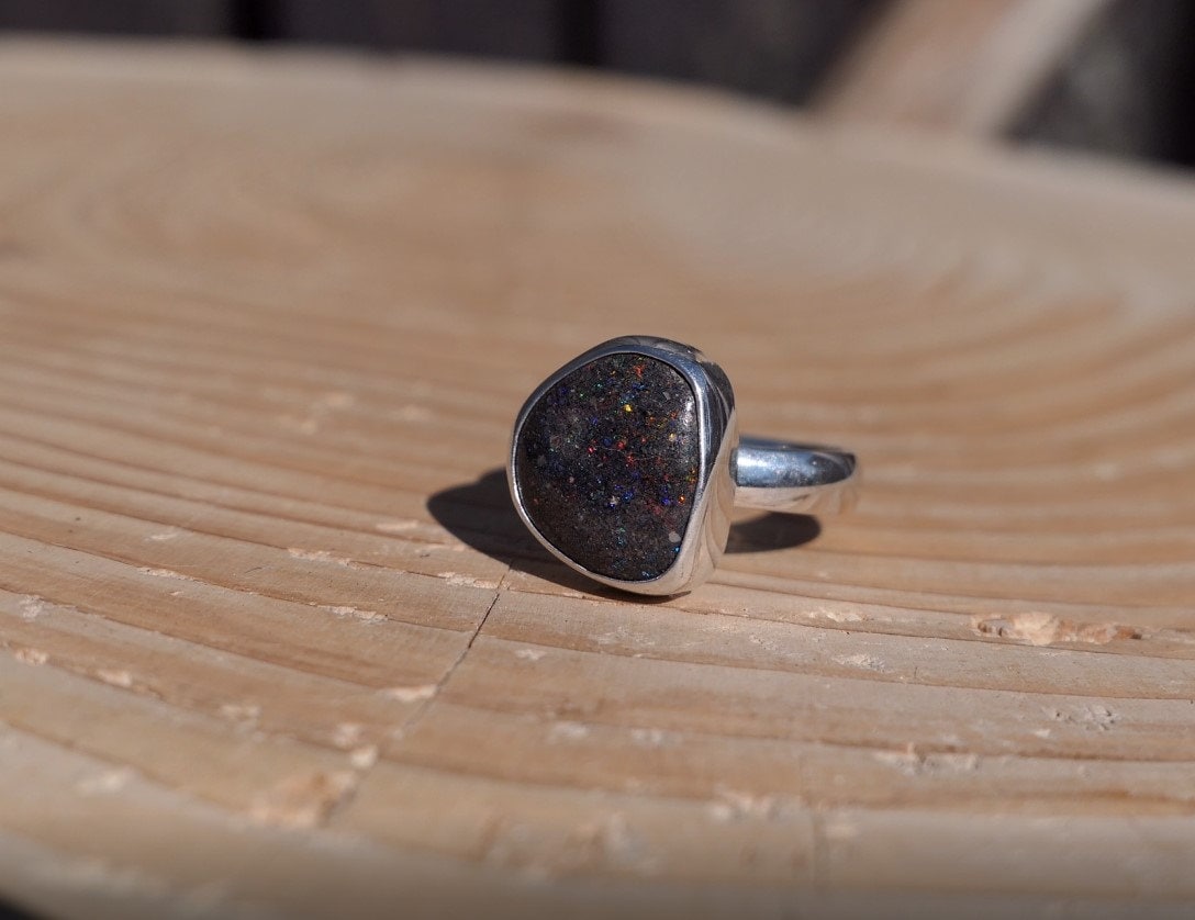 Silver opal ring size P