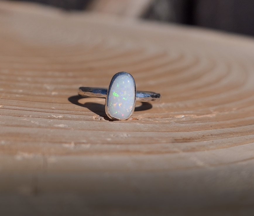 Size I silver opal ring