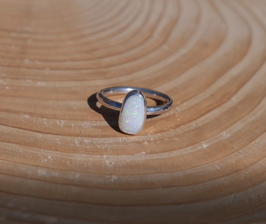 Size I silver opal ring