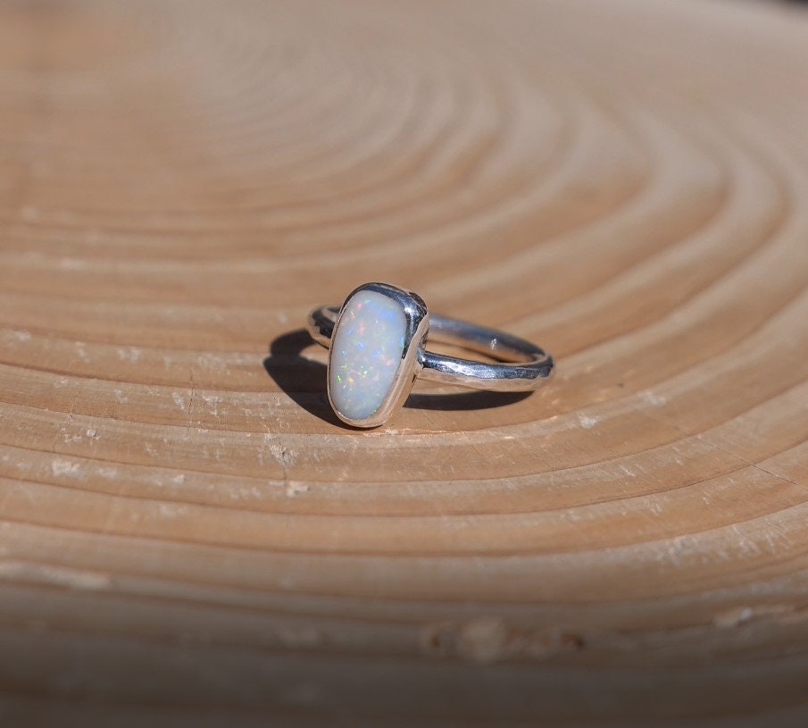 Size I silver opal ring