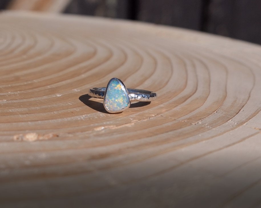 Size 3-3/4 US silver opal ring