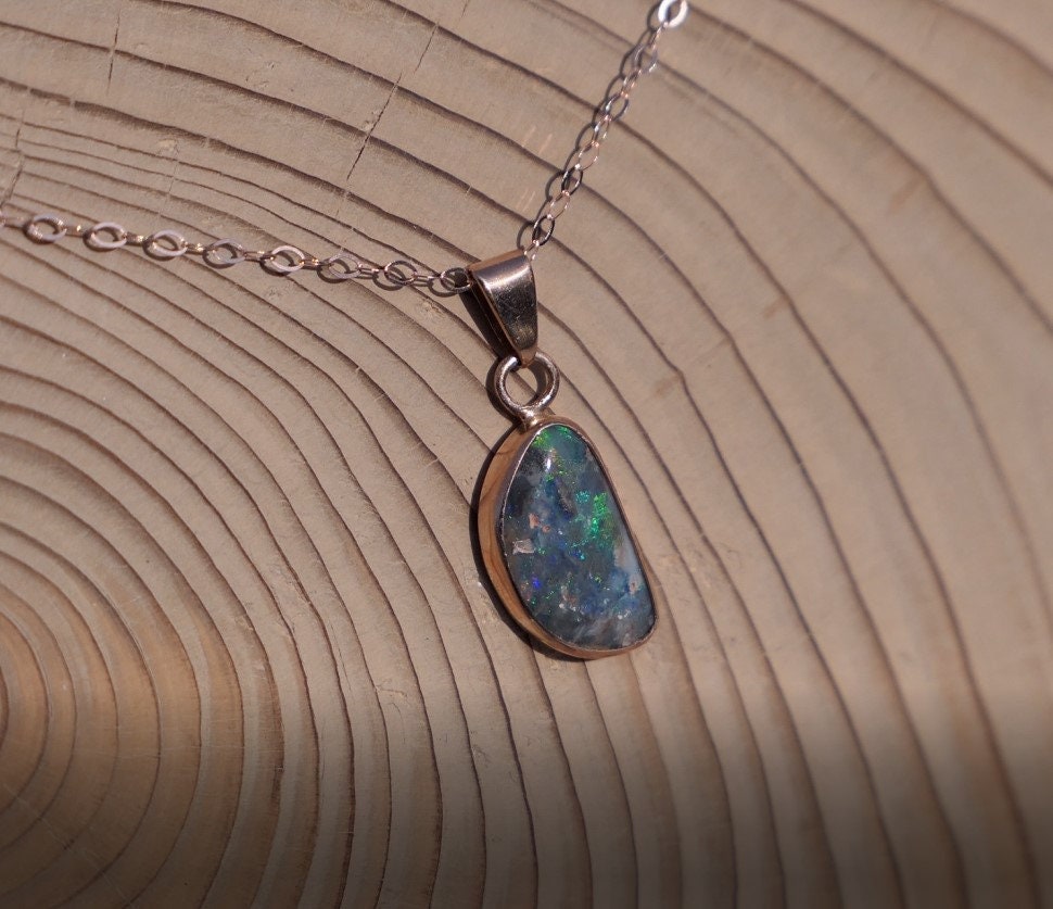 9k rose gold opal pendant necklace