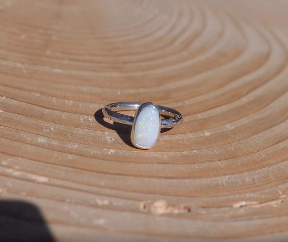 Size I silver opal ring