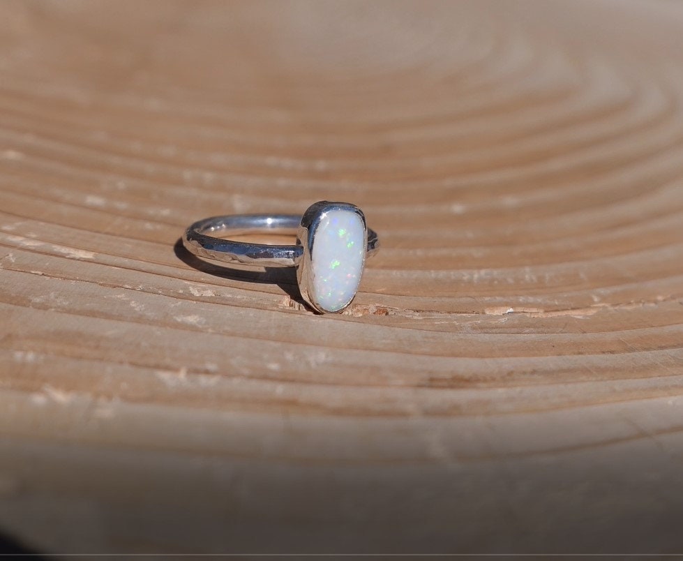 Size I silver opal ring