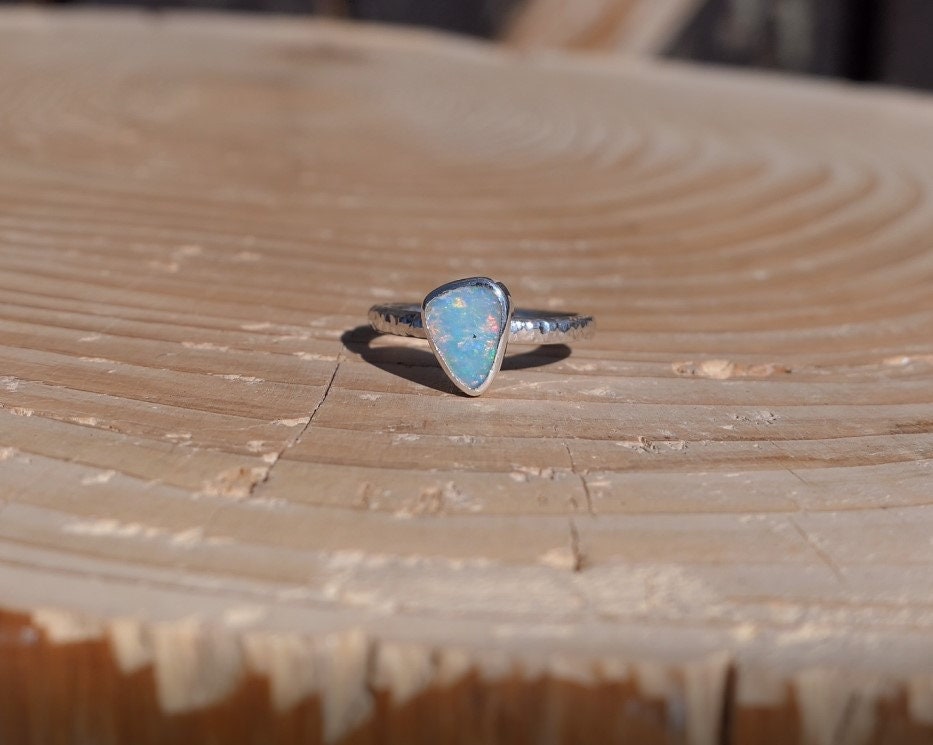 Size 3-3/4 US silver opal ring