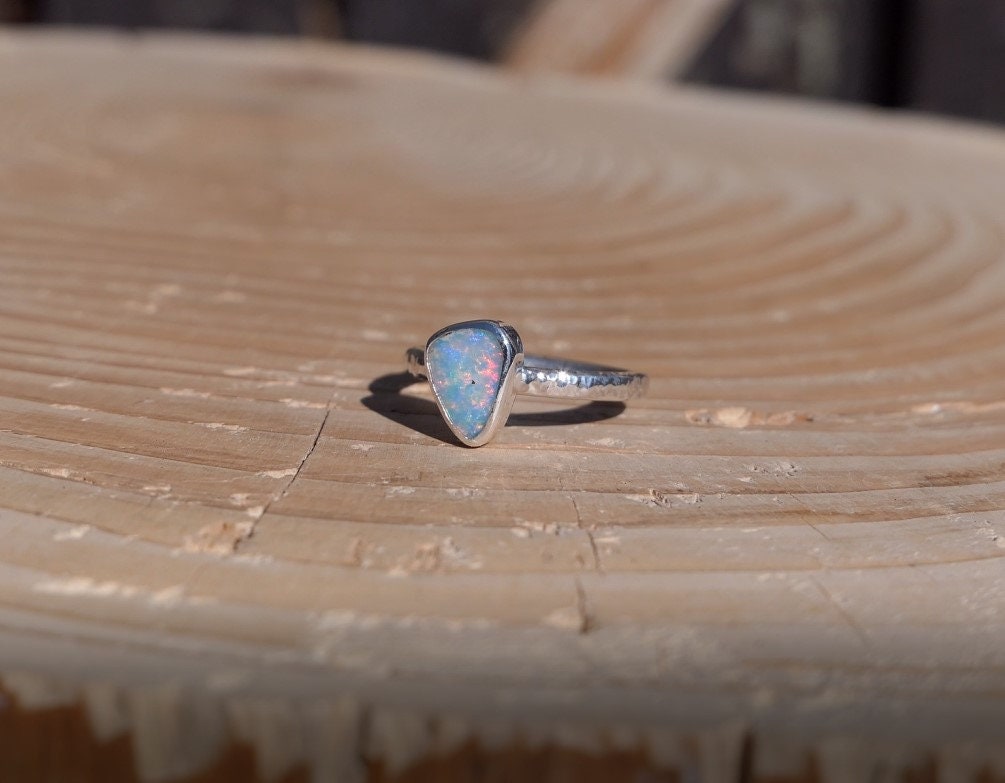 Size 3-3/4 US silver opal ring