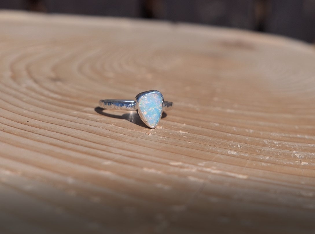 Size 3-3/4 US silver opal ring