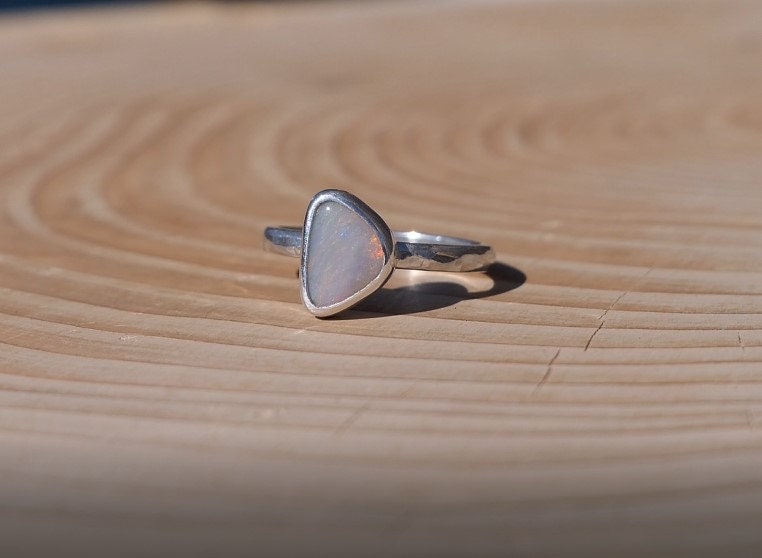 Size N silver opal ring