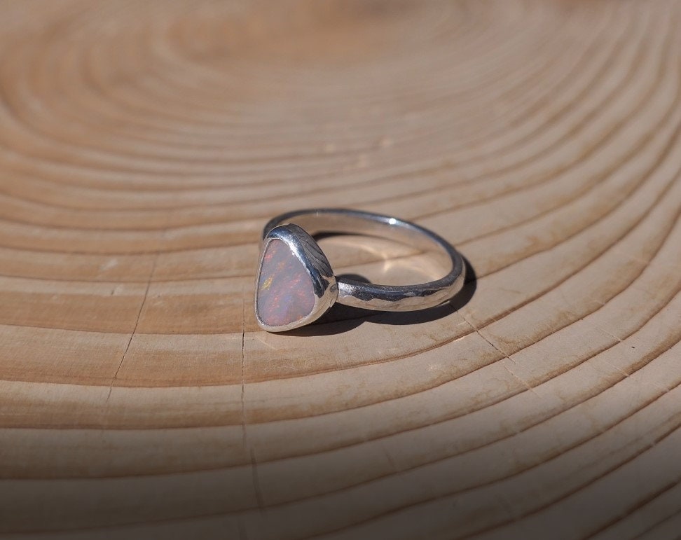 Size N silver opal ring