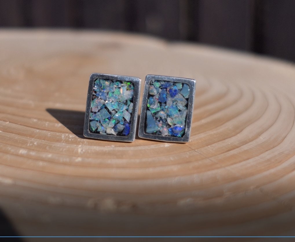 Sterling silver opal cufflinks