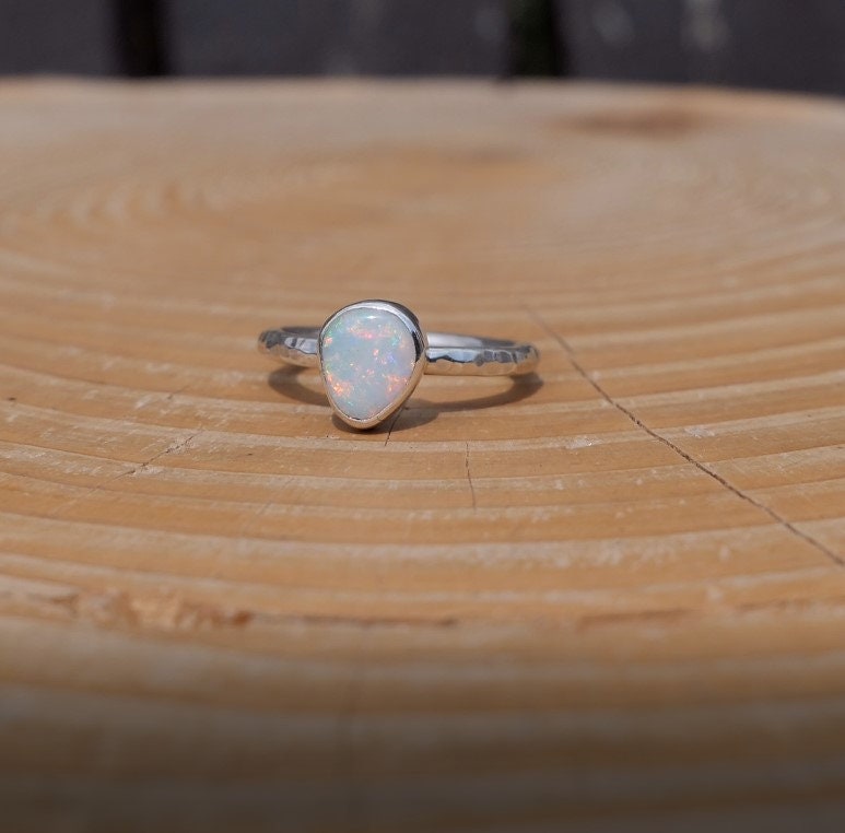 Silver opal ring size I