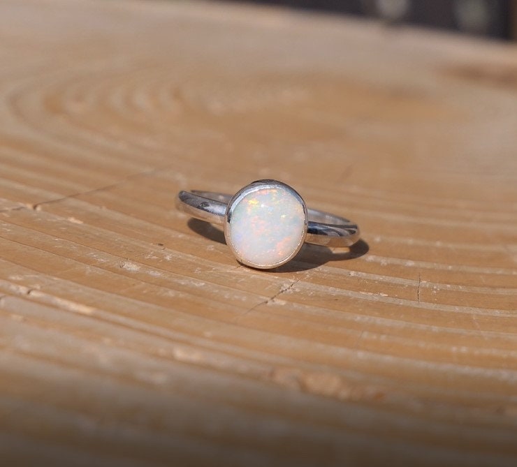 Natural Australian opal ring L-1/2/6US