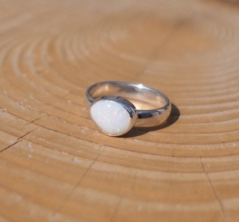 Size K-1/2 Silver opal ring