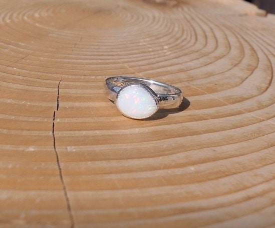 Size K-1/2 Silver opal ring