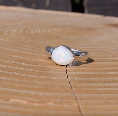 Size K-1/2 Silver opal ring