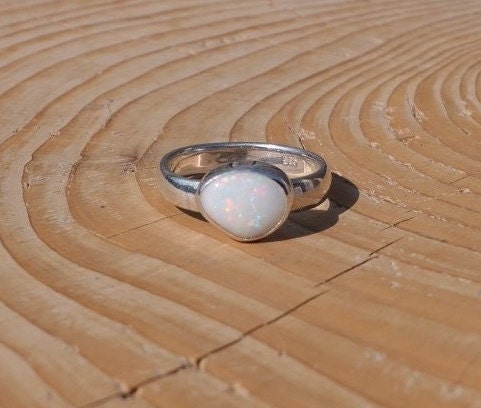 Size K-1/2 Silver opal ring