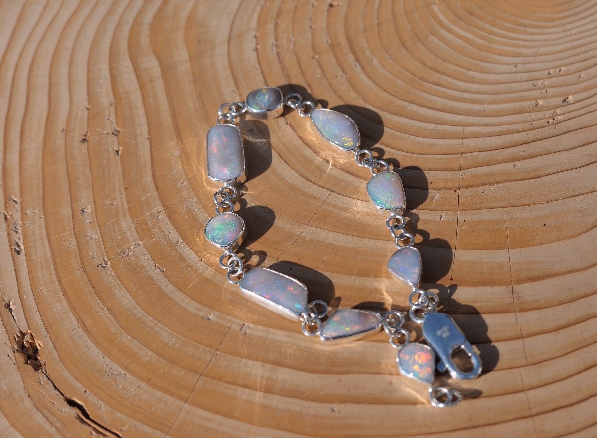 Completely unique and absolutely stunning silver opal bracelet!