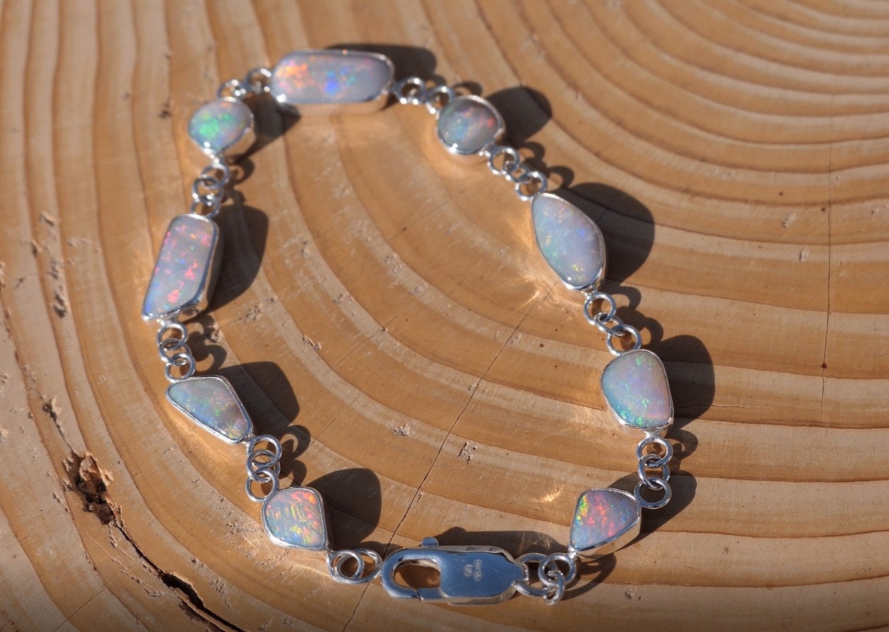 Completely unique and absolutely stunning silver opal bracelet!