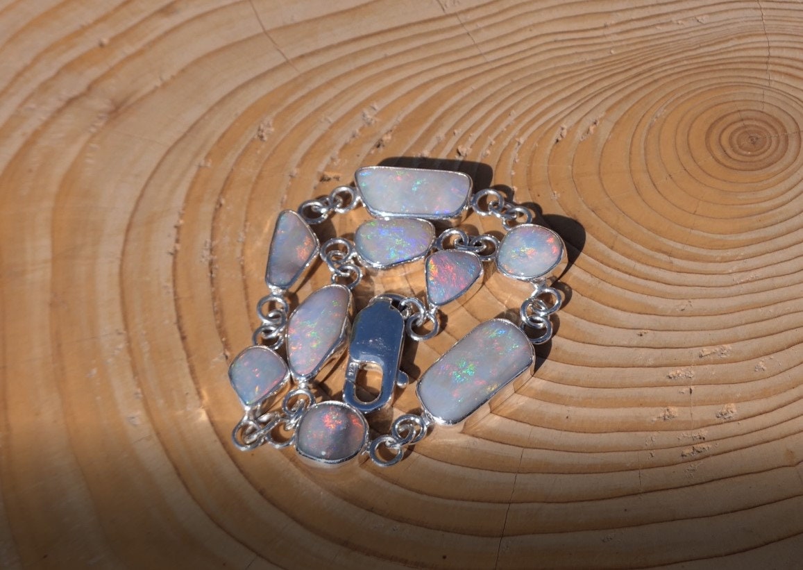 Completely unique and absolutely stunning silver opal bracelet!