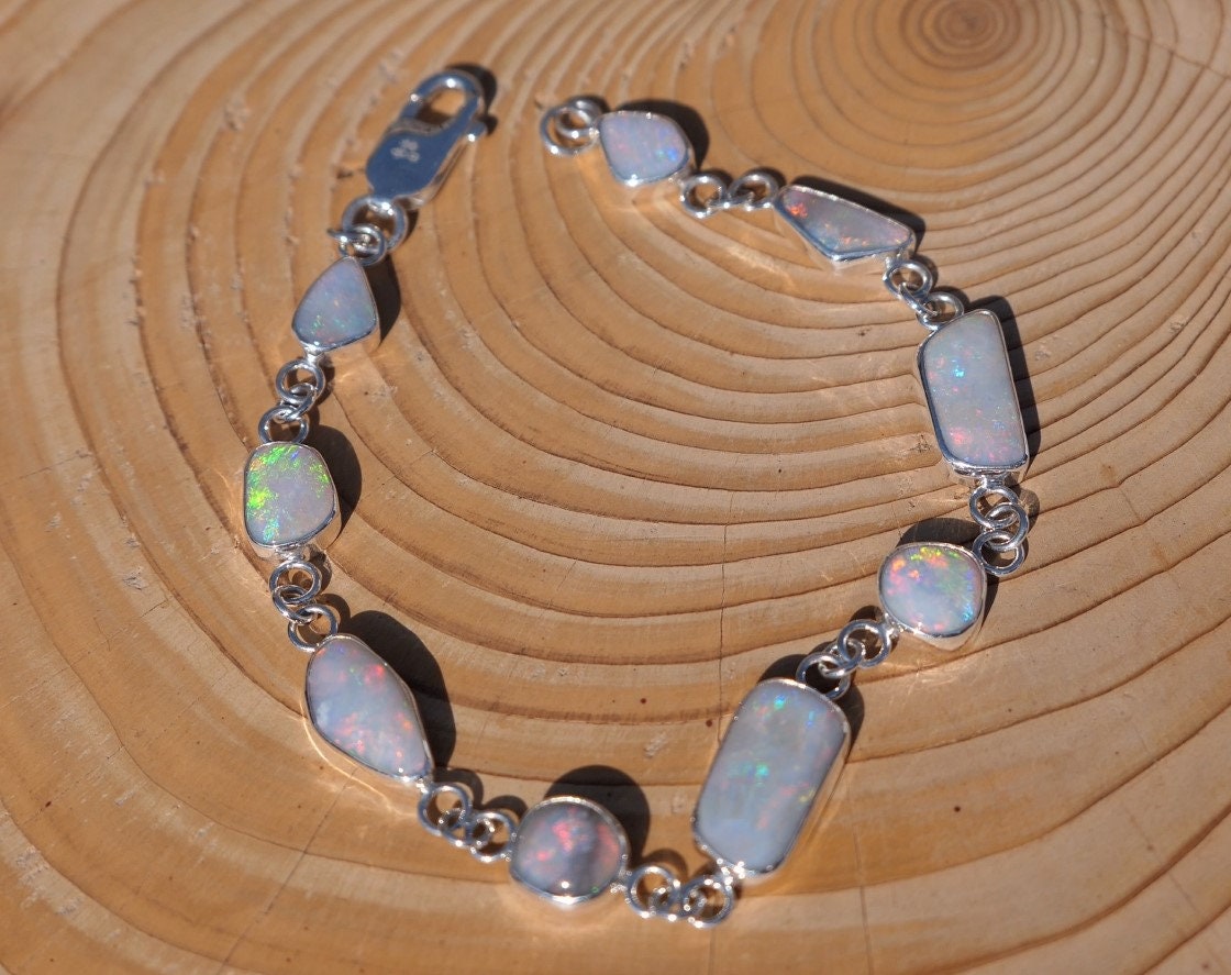 Completely unique and absolutely stunning silver opal bracelet!