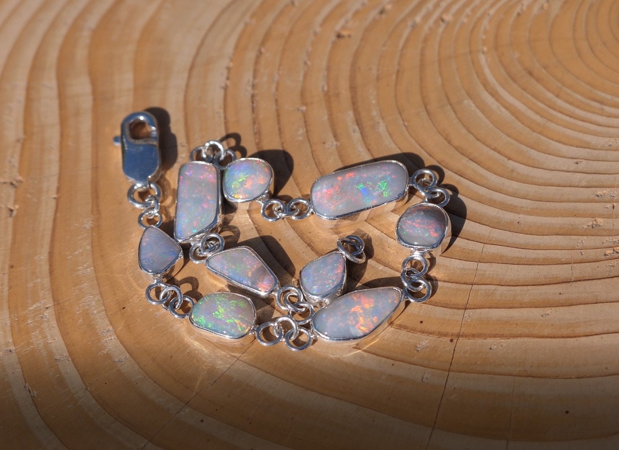 Completely unique and absolutely stunning silver opal bracelet!