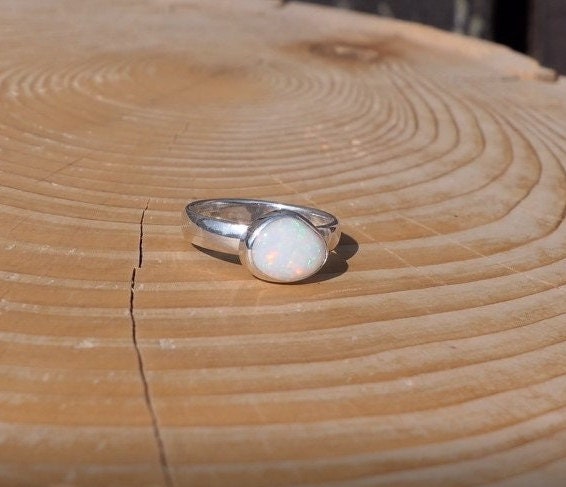 Size K-1/2 Silver opal ring