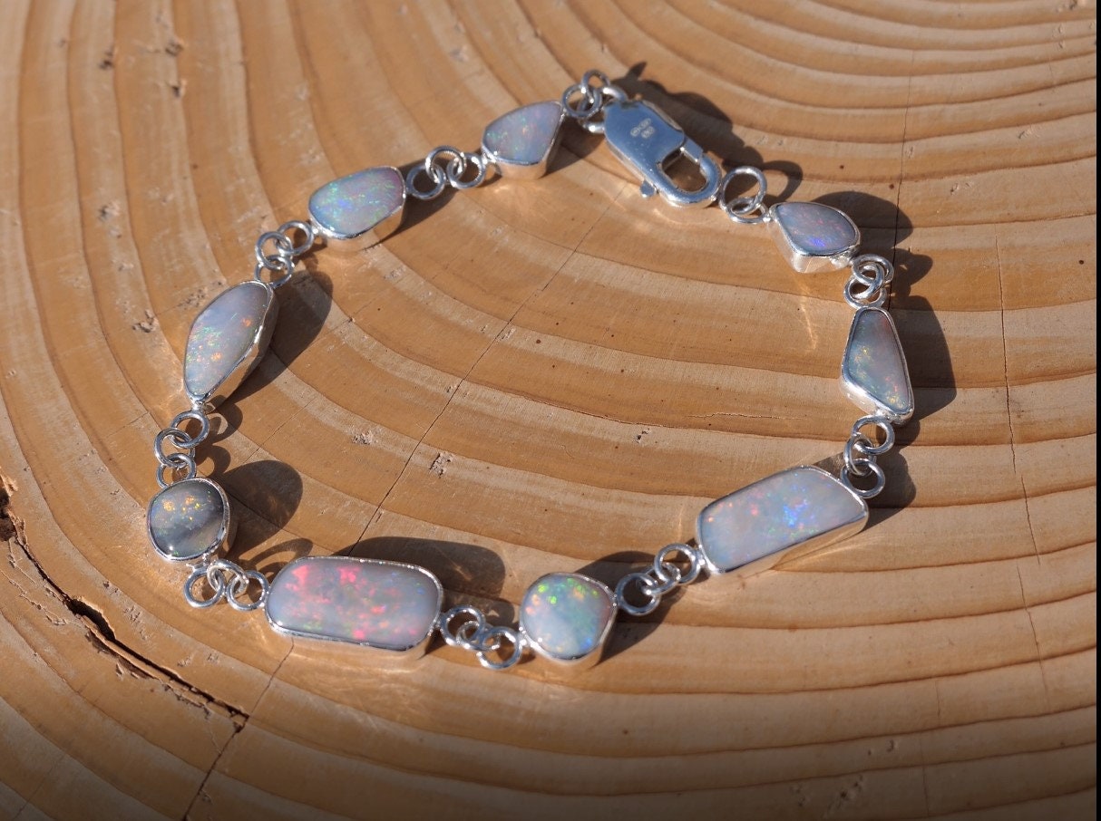 Completely unique and absolutely stunning silver opal bracelet!