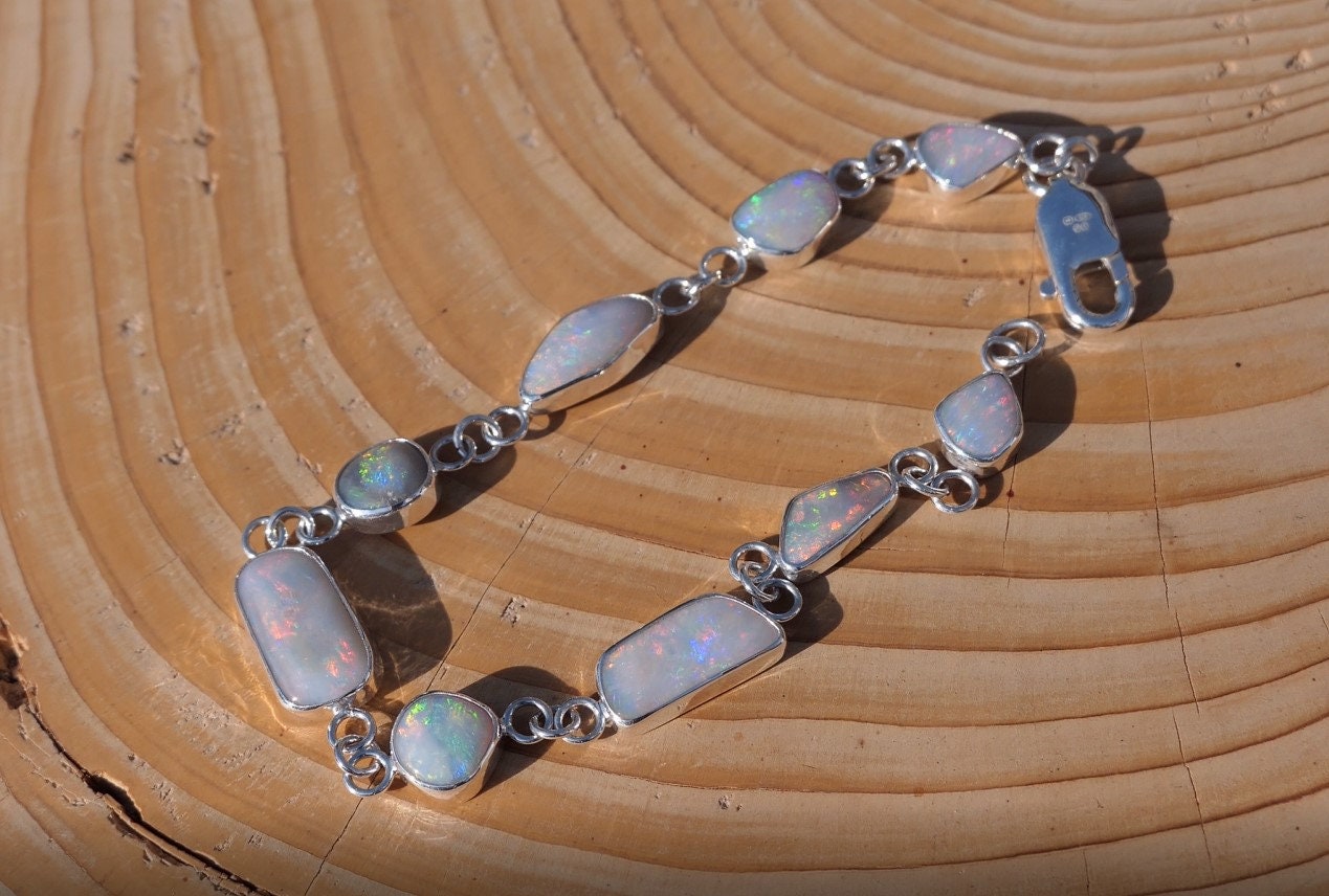 Completely unique and absolutely stunning silver opal bracelet!